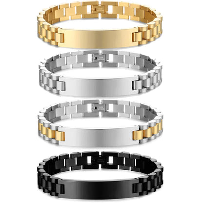 Custom Engraved Name Bracelet -Stainless Steel Chain for Men & Women