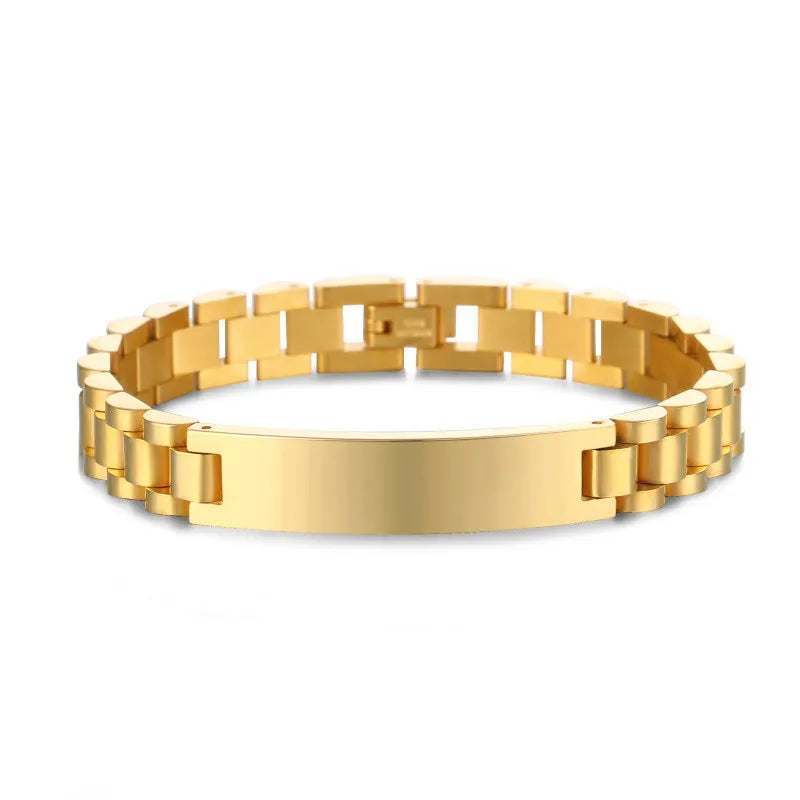 Custom Engraved Name Bracelet -Stainless Steel Chain for Men & Women