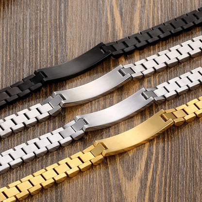 Custom Engraved Name Bracelet -Stainless Steel Chain for Men & Women