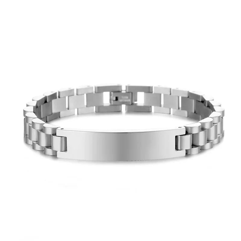 Custom Engraved Name Bracelet -Stainless Steel Chain for Men & Women