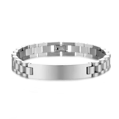 Custom Engraved Name Bracelet -Stainless Steel Chain for Men & Women